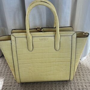 Ralph Lauren Yellow Crocodile-Embossed Tote Bag